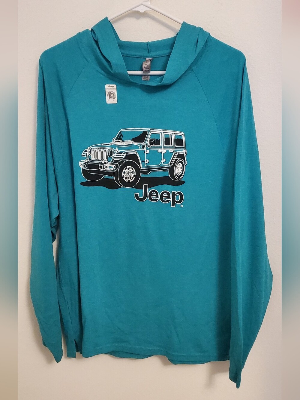 Jeep Wrangler Teal Hooded Long-Sleeve Tee Size Large